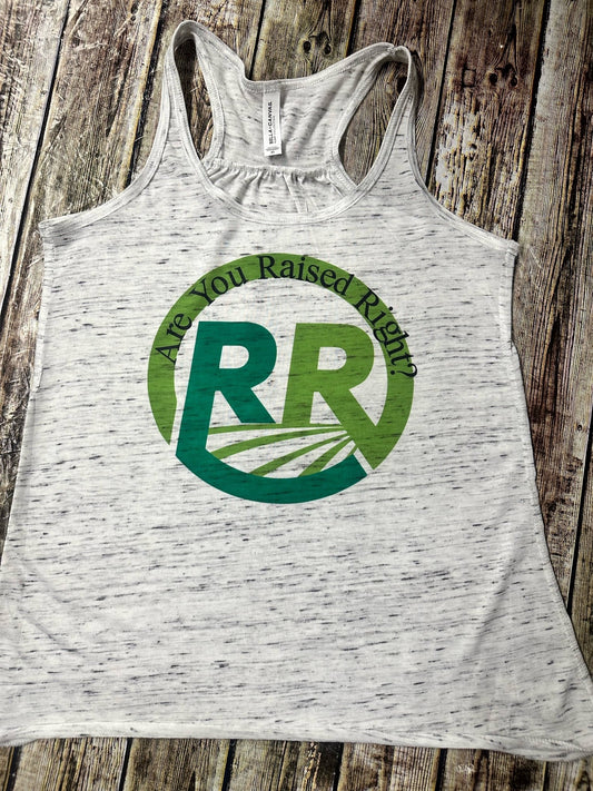 Are You Raised Right? Ladies Tank (white marble)